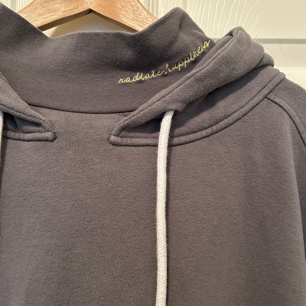 Peace Love World (radiate happiness) distressed gray hoodie